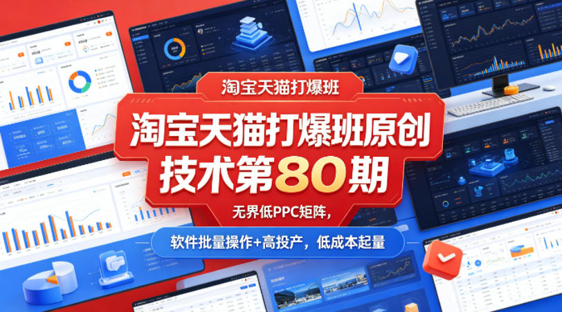 淘宝天猫打爆班原创技术第80期，无界低PPC矩阵，软件批量操作+高投产，低成本起量 - 臻优资源网