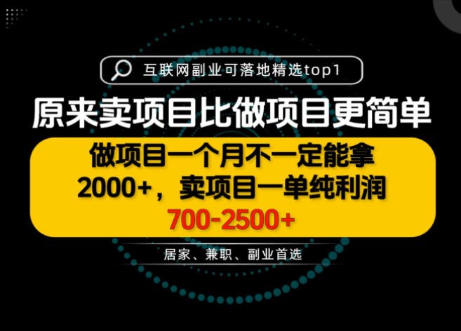 一单利润700-2.5K+，为什么我们要卖项目而不是做项目，我们普通人应该怎样开始？【揭秘】 - 臻优资源网