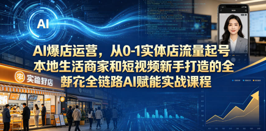 AI爆店运营，从0-1实体店流量起号，本地生活商家和短视频新手打造的全链路AI赋能实战课程 - 臻优资源网