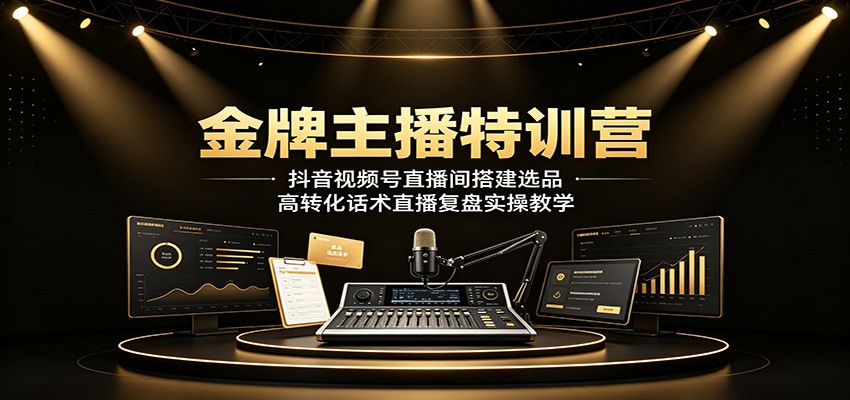 金牌主播特训营：抖音视频号直播间搭建选品，高转化话术直播复盘实操教学 - 臻优资源网