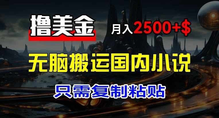 最新撸美金项目,搬运国内小说爽文,只需复制粘贴,月入2000+美金 - 项目资源网