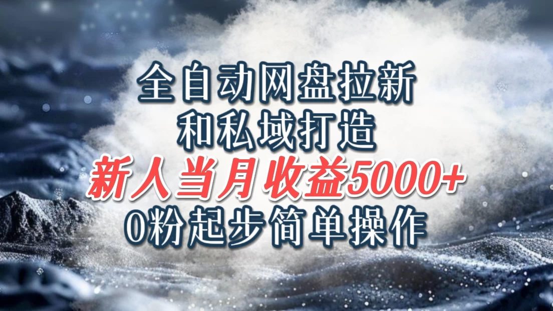 全自动网盘拉新和私域打造，0粉起步简单操作，新人入门当月收益5000以上 - 项目资源网