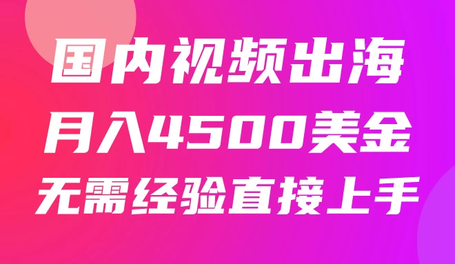 国内爆款视频出海赚美刀，实战月入4500美金，批量无脑搬运，无需经验直接上手 - 项目资源网