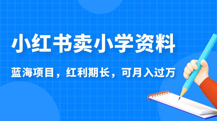 小红书卖小学资料，蓝海项目，红利期长，可月入过万 - 项目资源网