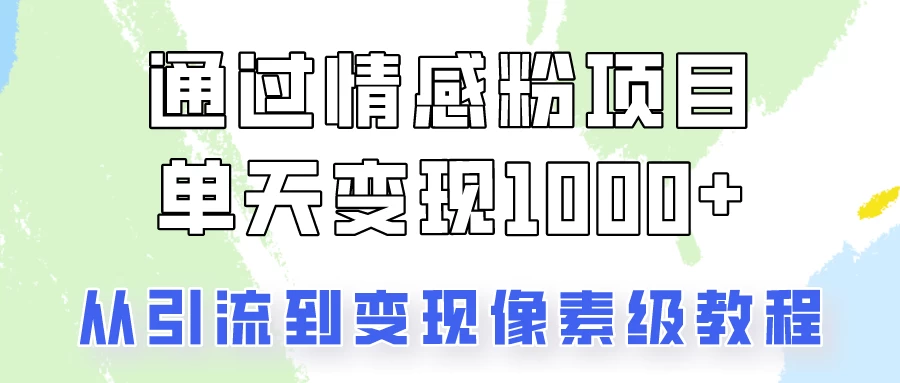 我是怎么通过情感粉项目单天变现1000+的，从引流到变现像素级教程 - 项目资源网