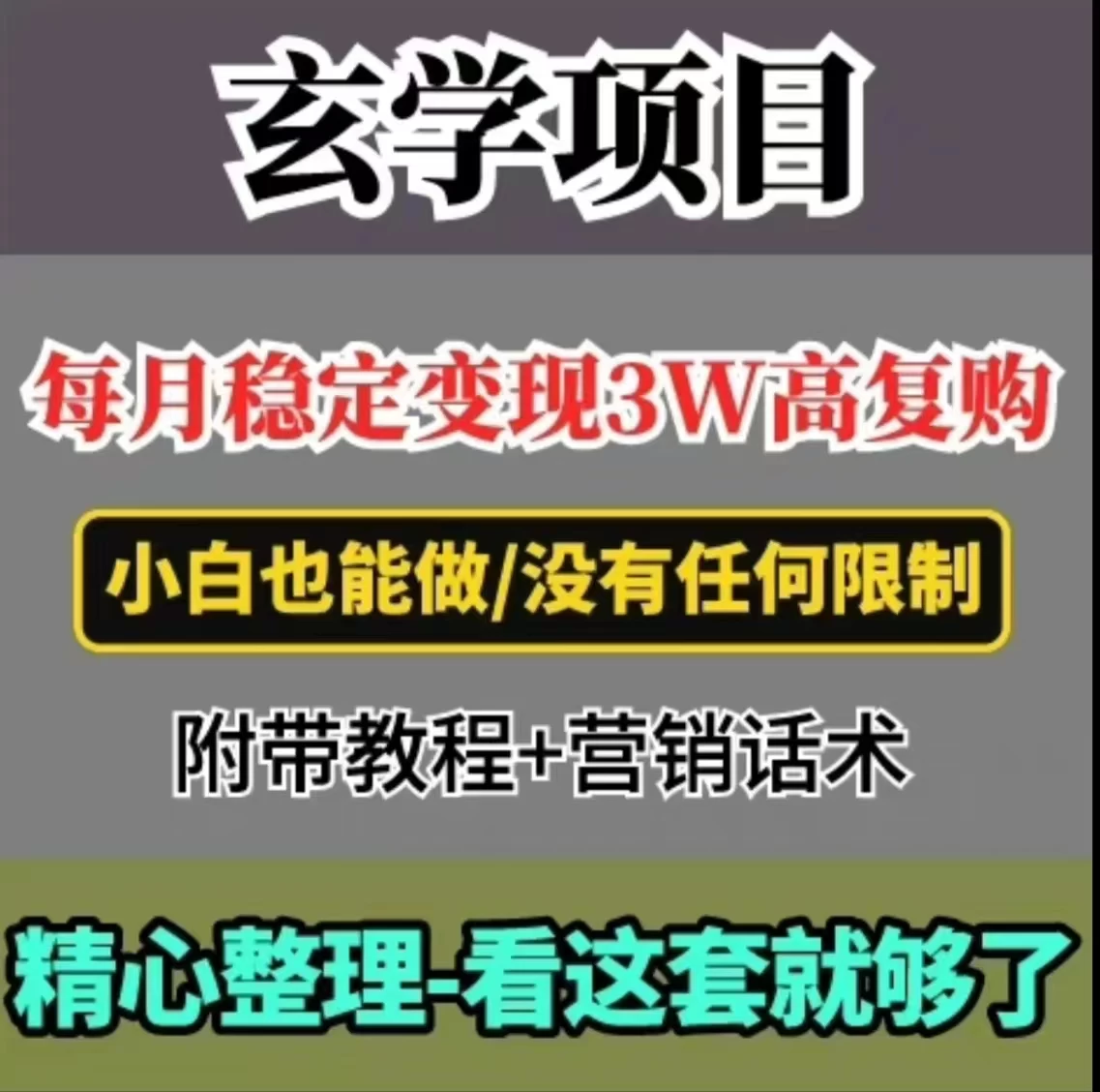 每月稳定变现3W+,高复购玄学项目,小白也能做 - 项目资源网