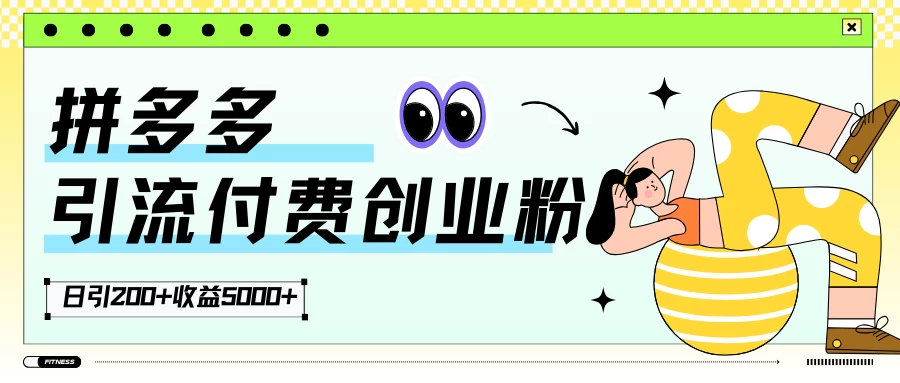 拼多多引流付费创业粉,日引200+,收益5000+ - 项目资源网