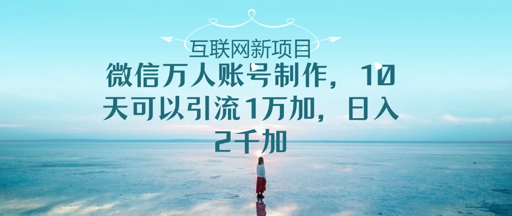 微信万人账号，10天可以引流1W+ 日入2千+ - 项目资源网