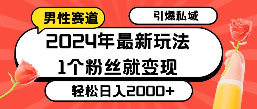 2024年最新男性赛道玩法,引爆私域流量,1个粉丝就变现,轻松日入2000+ - 项目资源网