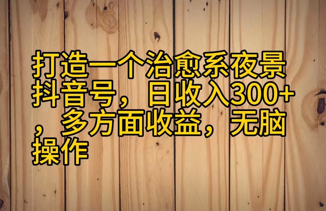 打造一个治愈系夜景抖音号，日收入300+，多方面收益，无脑操作 - 项目资源网