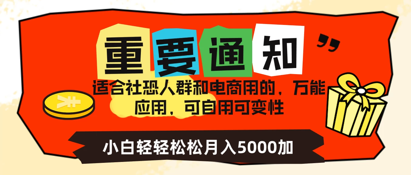 社恐小白，电商应用项目，可自用可变现，轻轻松松变现，一个月5000+ - 项目资源网