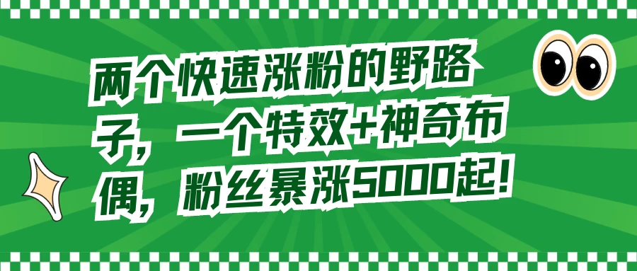 两个快速涨粉的野路子，一个特效+神奇布偶，粉丝暴涨 5000 起 - 项目资源网