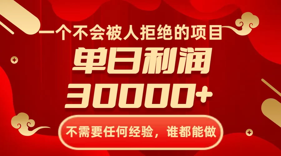 一个不会被人拒绝的项目，不需要任何经验，谁都能做，单日利润30000+ - 项目资源网