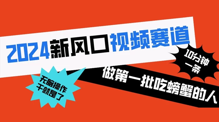 2024 新风口视频赛道,做第一批吃螃蟹的人,10 分钟一条原创视频,小白无脑操作 - 项目资源网