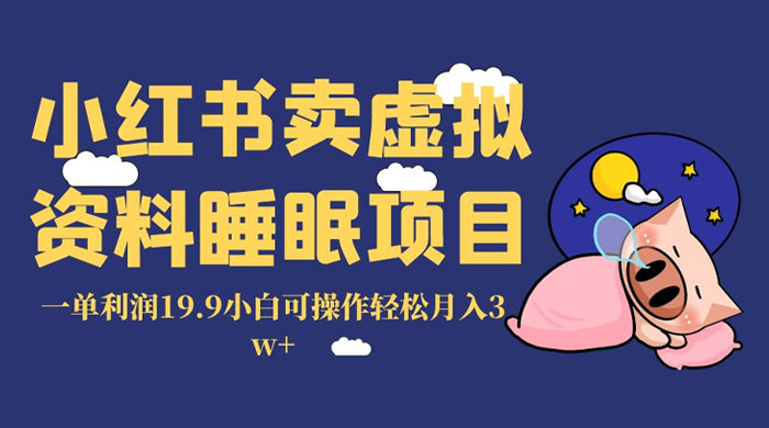 小红书卖虚拟资料睡眠项目,一单利润 19.9 小白可操作轻松月入 3w+ - 项目资源网