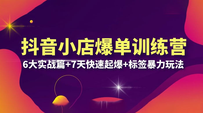 抖音小店爆单训练营 VIP 线下课：6 大实战篇 + 7 天快速起爆 + 标签暴力玩法「 32 节」 - 项目资源网