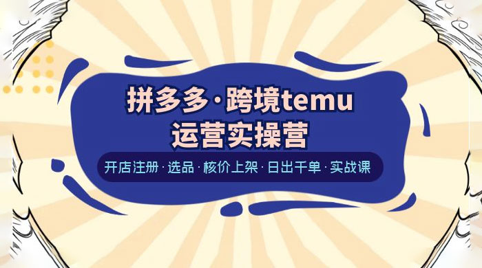 拼多多 · 跨境 Temu 运营实操营：开店注册、选品、核价上架、日出千单、实战课 - 项目资源网