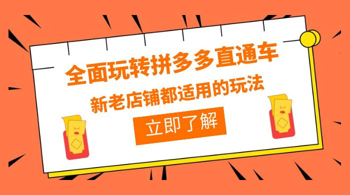 全面玩转拼多多直通车:新老店铺都适用的玩法 12 节精华课 全面玩转拼多多直通车:新老店铺都适用的玩法 12 节精华课