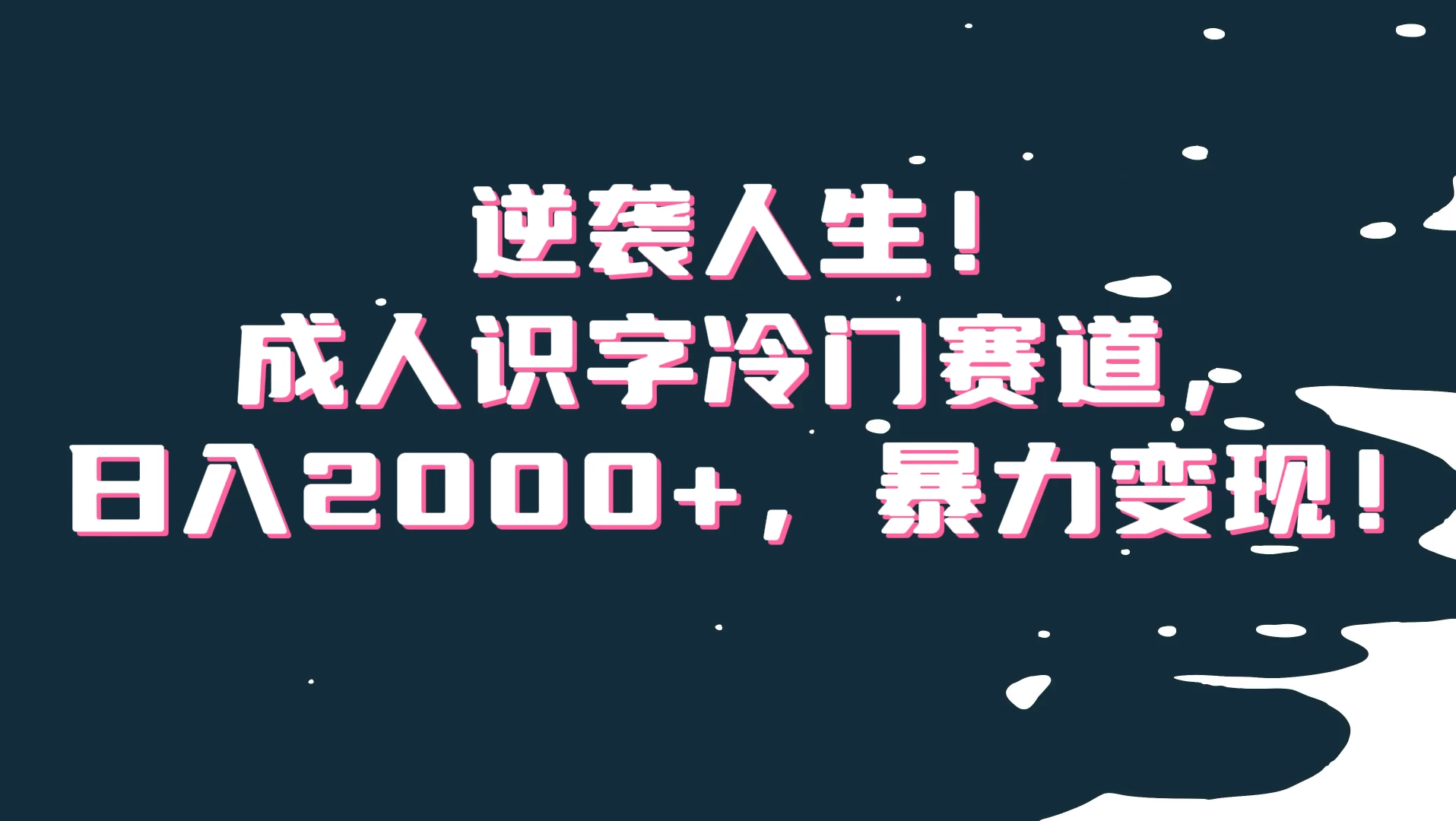 逆袭人生!成人识字冷门赛道,日入2000+,暴力变现 - 项目资源网