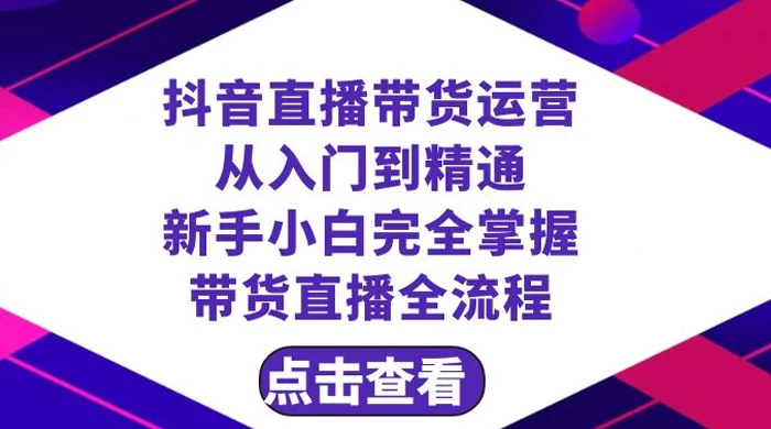 抖音直播带货，运营从入门到精通，新手完全掌握带货直播全流程（共 23 节） - 项目资源网