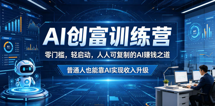 AI创富训练营，零门槛，轻启动，人人可复制的AI賺钱之道，普通人也能靠AI实现收入升级 - 项目资源网