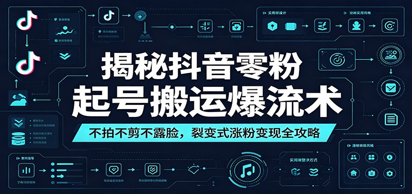 揭秘抖音零粉起号搬运爆流术：不拍不剪不露脸，裂变式涨粉变现全攻略 - 项目资源网