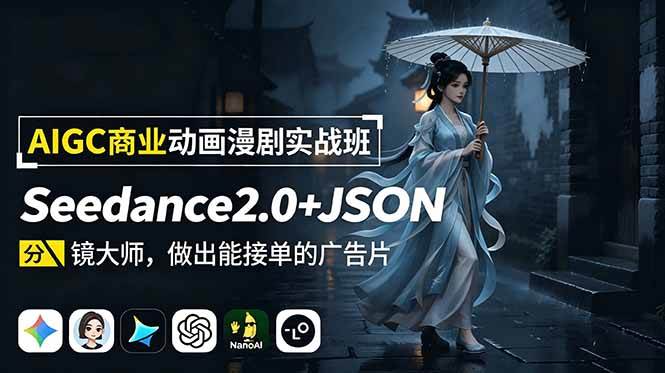 （18849期）AIGC商业动画漫剧实战班：Seedance2.0+JSON分镜大师，做出能接单的广告片 - 项目资源网