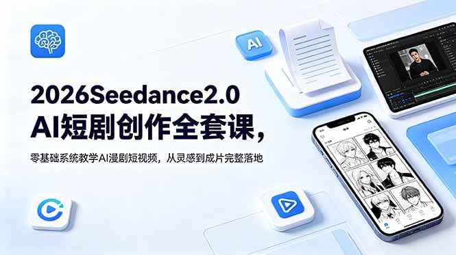 （18958期）2026Seedance2.0AI短剧创作全套课，零基础系统教学AI漫剧短视频，从灵感到成片完整落地 - 项目资源网