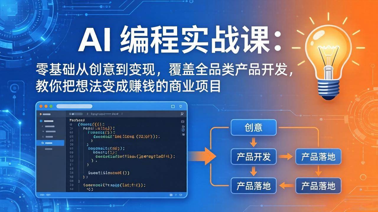 （18857期）AI编程实战课-第三期-6月更新：零基础从创意到变现，覆盖全品类产品开发，把想法变成赚钱项目 - 项目资源网