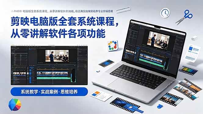 （18926期）剪映电脑版全套系统课程，从零讲解软件各项功能，结合海量实战案例培养专业剪辑思维 - 项目资源网