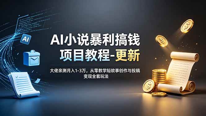（19030期）AI小说暴利搞钱项目教程-更新，大佬亲测月入1-3万，从零教学短故事创作与投稿变现全套玩法 - 项目资源网