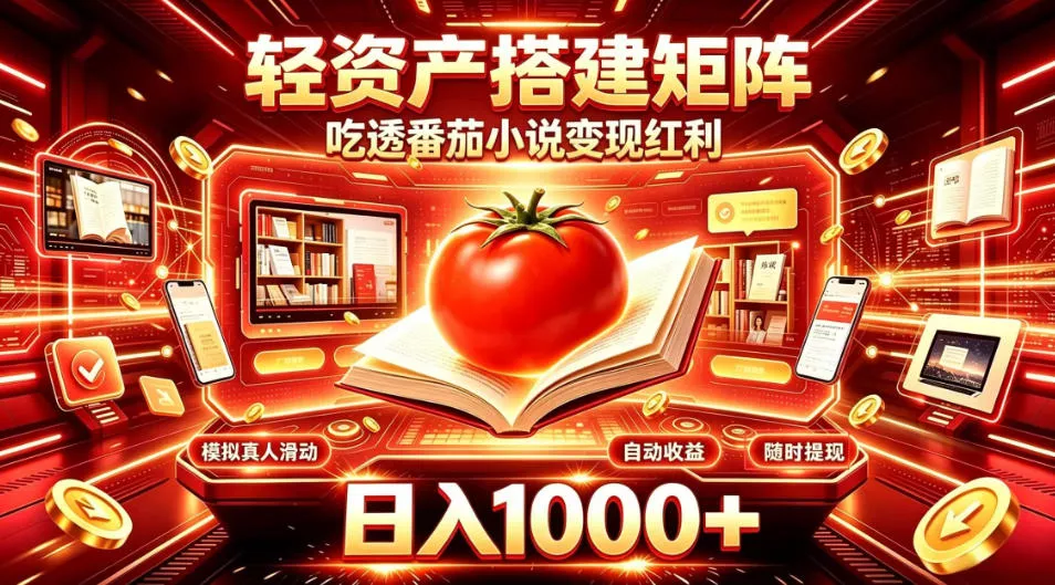 轻资产搭建矩阵，吃透番茄小说变现红利，日入1000+，支持无限矩阵放大【揭秘】 - 臻优资源网