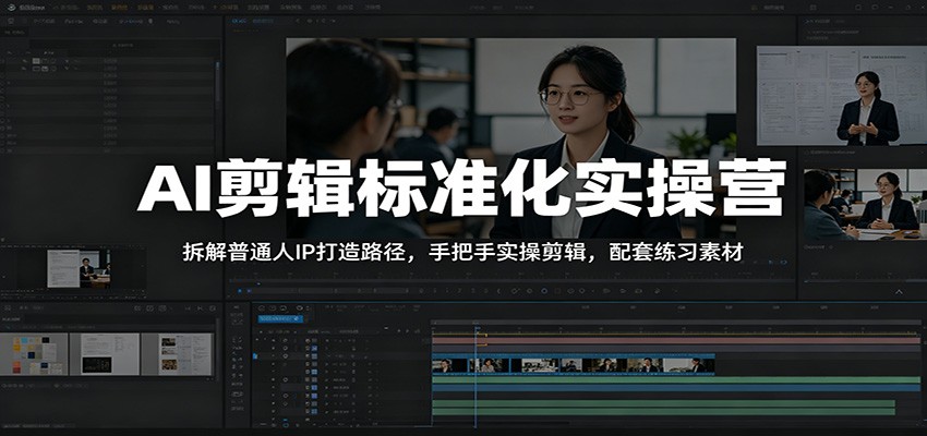 AI剪辑标准化实操营：拆解普通人IP打造路径，手把手实操剪辑，配套练习素材 - 项目资源网
