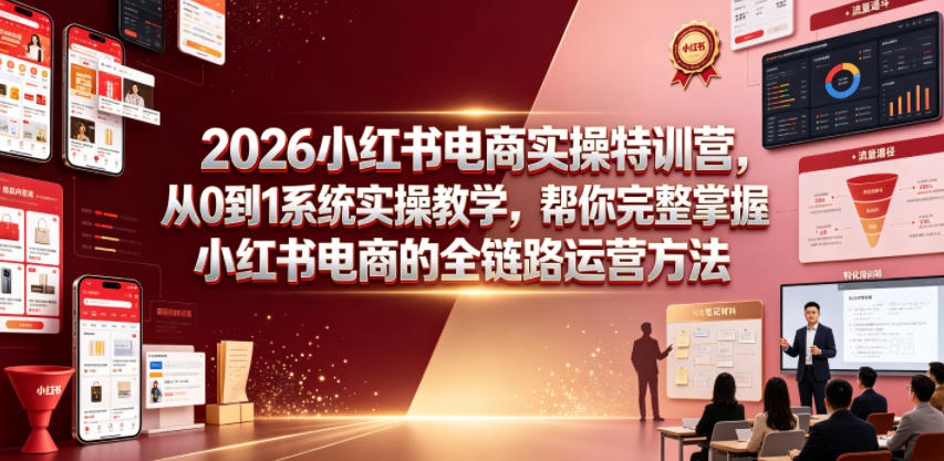 2026小红书电商实操特训营，从0到1系统实操教学，帮你完整掌握小红书电商的全链路运营方法 - 项目资源网