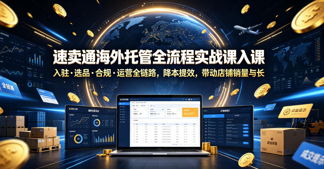 速卖通海外托管全流程实战课入驻・选品・合规・运营全链路，降本提效，带动店铺销量与收益增长 - 项目资源网