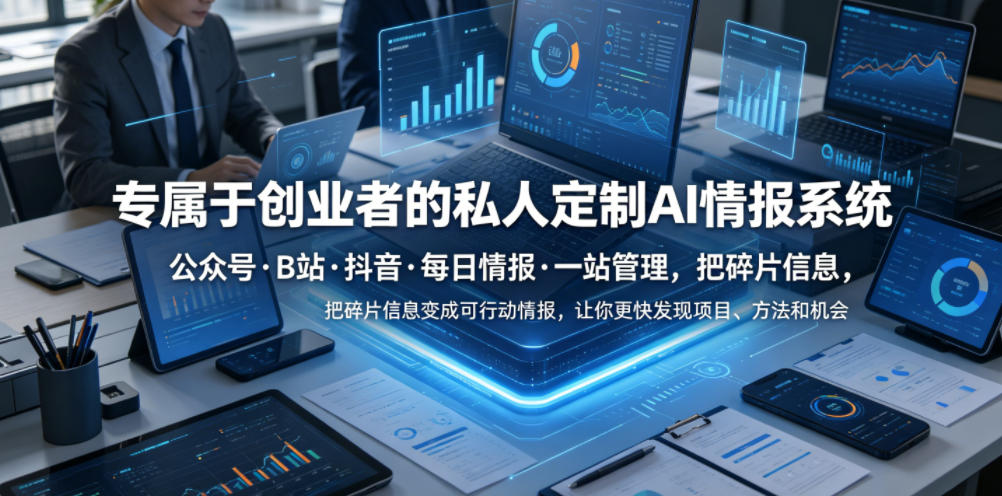 专属于创业者的私人定制AI情报系统，公众号·B站·抖音·每日情报·一站管理，把碎片信息变成可行动情报，让你更快发现项目、方法和机会 - 项目资源网
