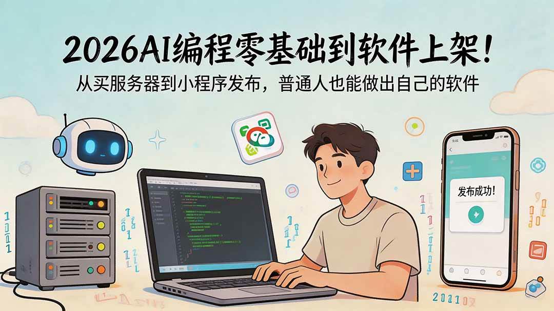 （18905期）2026AI编程零基础到软件上架！从买服务器到小程序发布，普通人也能做出自己的软件 - 项目资源网
