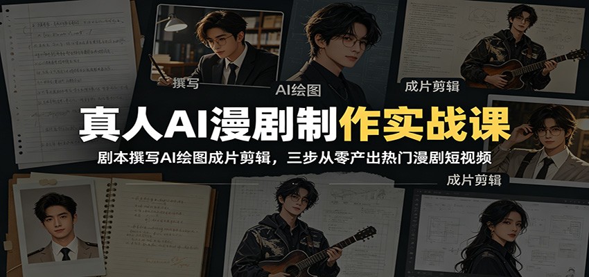 真人AI漫剧制作实战课：剧本撰写AI绘图成片剪辑，三步从零产出热门漫剧短视频 - 项目资源网