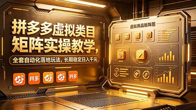（18847期）拼多多虚拟类目矩阵实操教学，全套自动化落地玩法，长期稳定日入千元 - 项目资源网