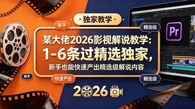 （18946期）某大佬2026影视解说教学：1-6条过精选独家，新手也能快速产出精选级解说内容 - 项目资源网