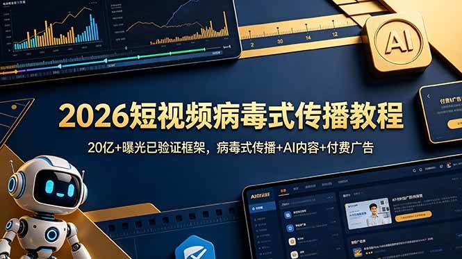 （18986期）2026短视频病毒式传播教程：20亿+曝光已验证框架，病毒式传播+AI内容+付费广告 - 项目资源网