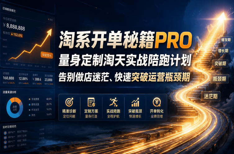 淘系开单秘籍PRO，量身定制淘天实战陪跑计划，告别做店迷茫、快速突破运营瓶颈期（2026年6月11） - 项目资源网