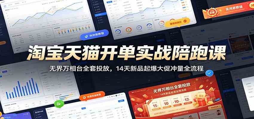 淘宝天猫开单实战陪跑课：无界万相台全套投放，14天新品起爆大促冲量全流程 - 项目资源网