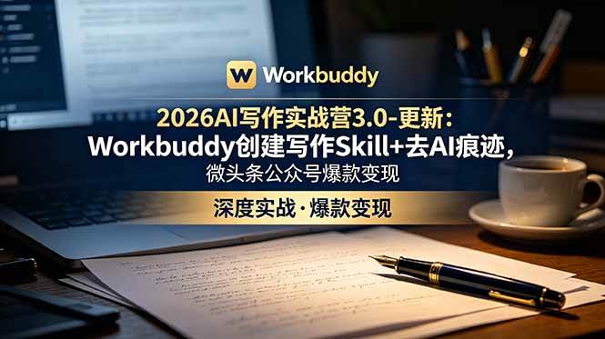 （18995期）2026AI写作实战营3.0-更新：Workbuddy创建写作Skill+去AI痕迹，微头条公众号爆款变现 - 项目资源网