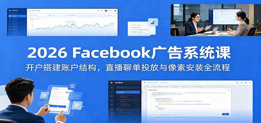 2026 Facebook广告系统课：开户搭建账户结构，直播聊单投放与像素安装全流程 - 项目资源网