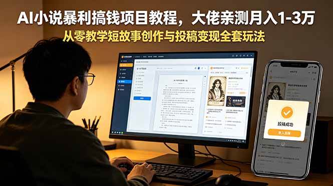 （18898期）AI小说暴利搞钱项目教程，大佬亲测月入1-3万，从零教学短故事创作与投稿变现全套玩法 - 项目资源网