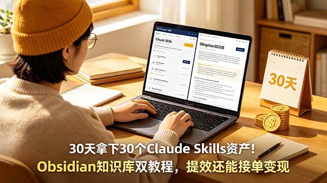 （18886期）30天拿下30个Claude Skills资产！Obsidian知识库双教程，提效还能接单变现 - 项目资源网