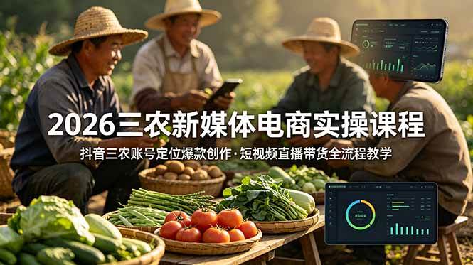 （18991期）2026三农新媒体电商实操课程：抖音三农账号定位爆款创作，短视频直播带货全流程教学 - 项目资源网