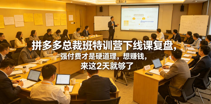 拼多多总裁班特训营下线课复盘，强付费才是硬道理，想賺钱，来这2天就够了 - 项目资源网