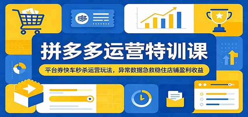 拼多多运营特训课：平台券快车秒杀运营玩法，异常数据急救稳住店铺盈利收益 - 项目资源网